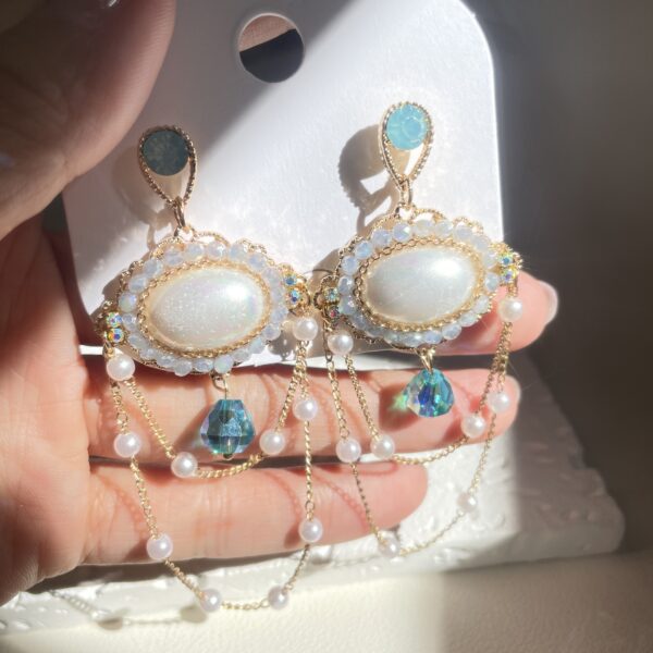 Pearl Blue Stone Earrings
