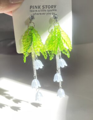 Green Leaf Flower Earrings