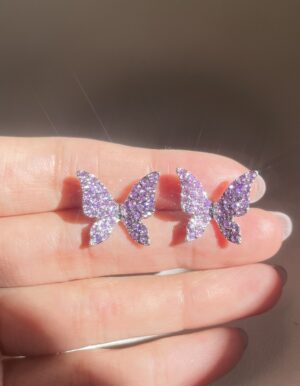 Lavender Full Stone Butterfly Earrings