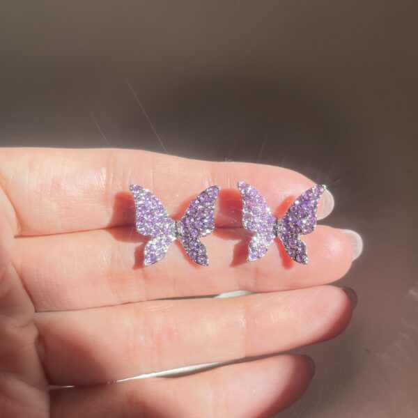 Lavender Full Stone Butterfly Earrings