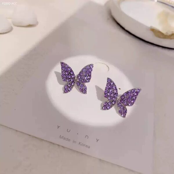 Lavender Full Stone Butterfly Earrings - Image 3