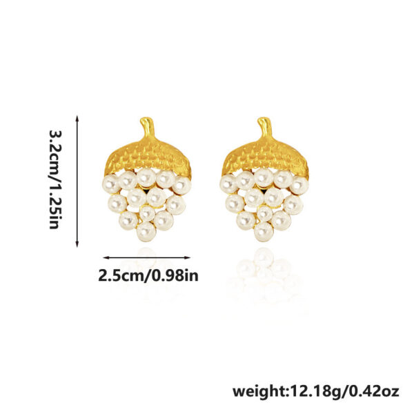 Gold Pearl Pine Cone Earrings - Image 3