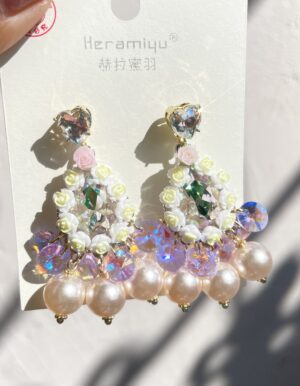 Floral Pearl Crystal Earrings