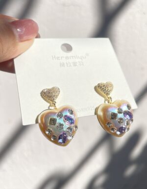 Exquisite Micro-Inlaid Heart Earrings