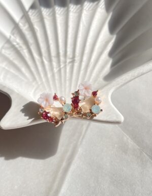 Colorful Stone White Flower Earrings