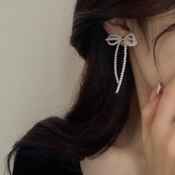 Pearl Bow Earrings - Image 3