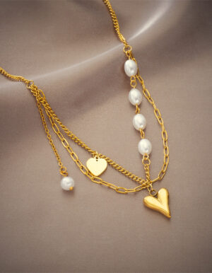 Waterproof Heart Pearl Necklace