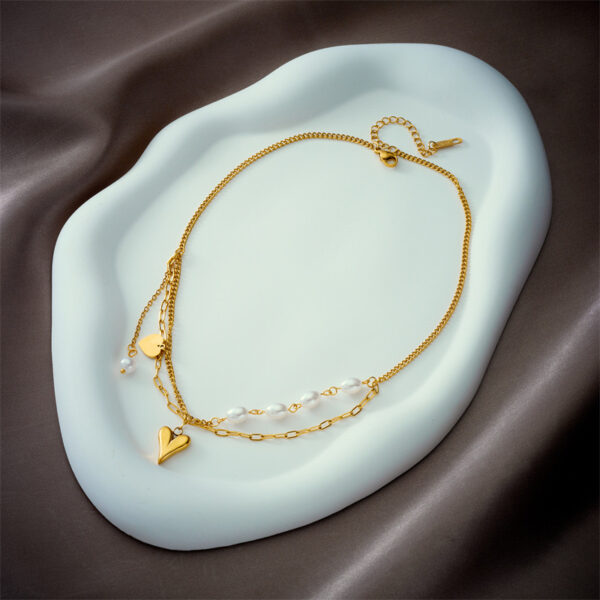 Waterproof Heart Pearl Necklace - Image 3
