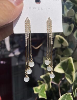 Golden Rhinestone Opal Earrings