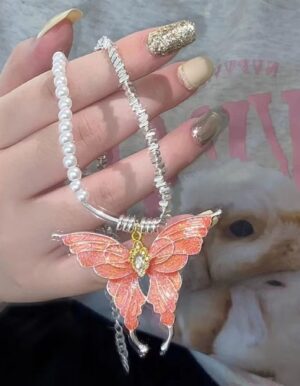 Orange Butterfly Necklace
