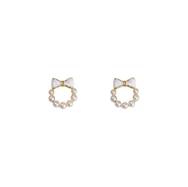 Bow Pearl Earrings - Image 2