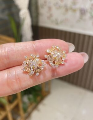 Gold Plated Pink Earrings