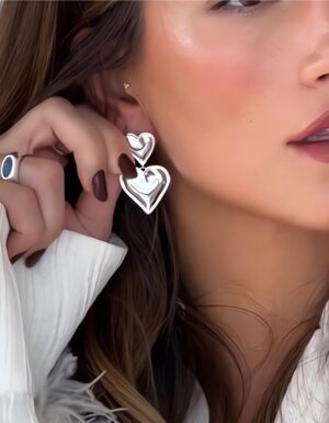 Stainless Steel Silver Heart Earrings
