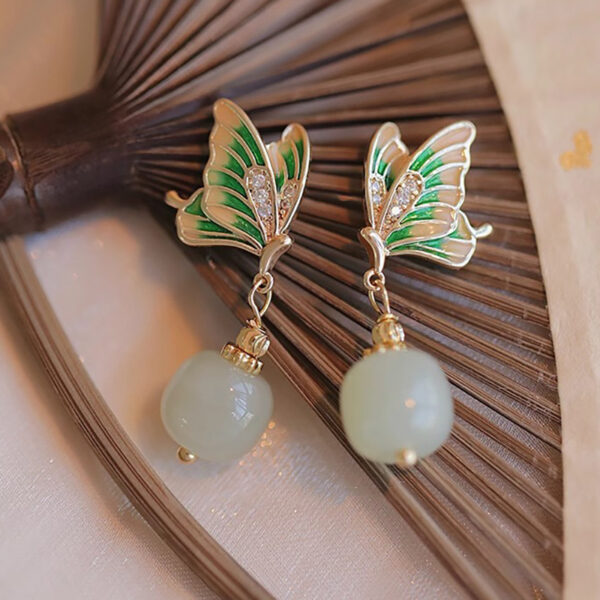 Green Butterfly Earrings - Image 3