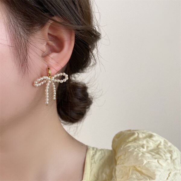 Pearl Bow Hoops - Image 3