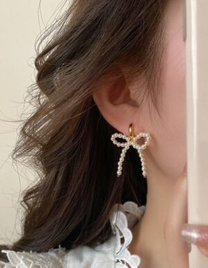 Pearl Bow Hoops
