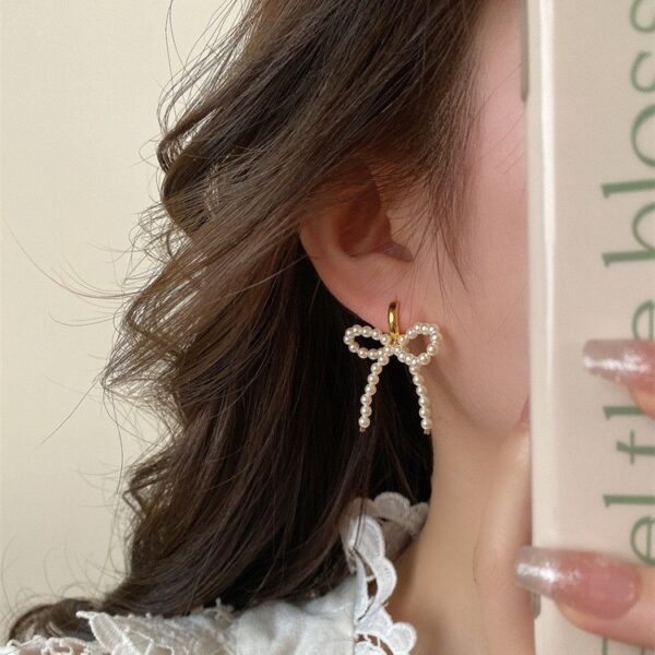 Pearl Bow Hoops