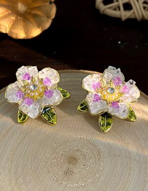 Crystal Lavender Flower Earrings