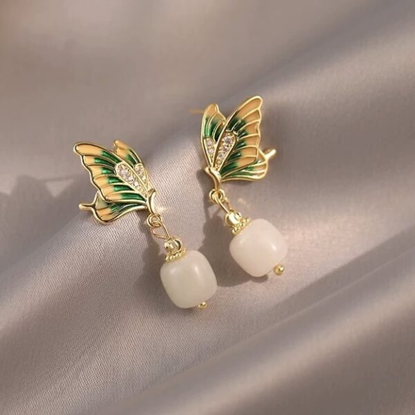 Green Butterfly Earrings - Image 2