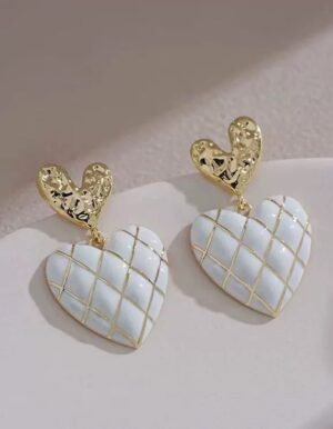 White Heart Earrings