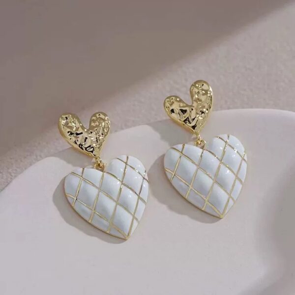 White Heart Earrings