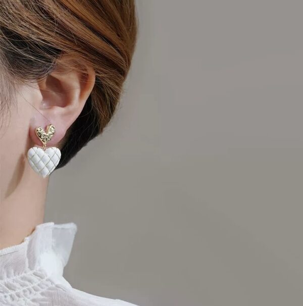 White Heart Earrings - Image 2