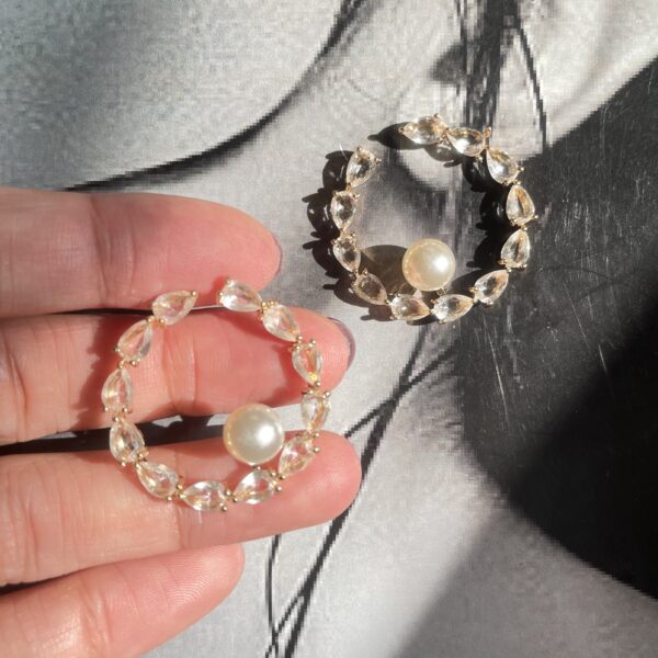 Full Stone Round Earrings - Image 2