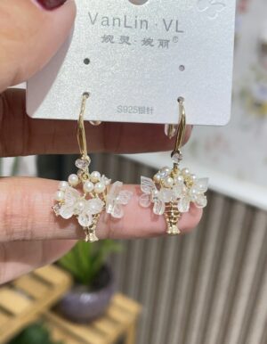 Gold Plated Flower Basket Earrings