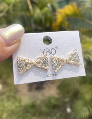 Full Stone Gold Plated Bow Earrings