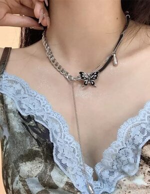 Black Butterfly Chain Necklace