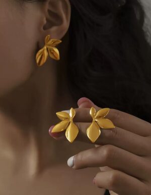 Stainless Steel Leaf Earrings