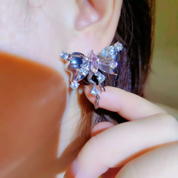 Silver Bow Earrings - Image 2
