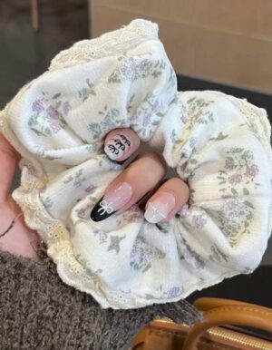 Purple Flower Scrunchie