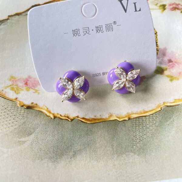 Purple Rhinestone Earrings - Image 3