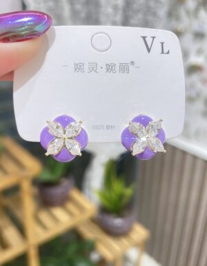 Purple Rhinestone Earrings