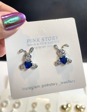 Blue Heart Rabbit Earrings