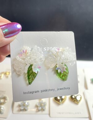 Handmade White Flower Earrings