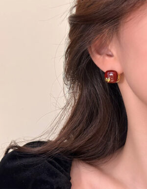 Maroon Heart Earrings