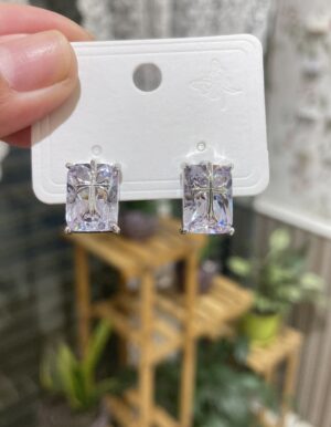 Full Stone Cross Earrings