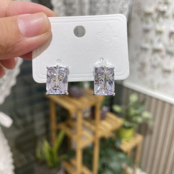 Full Stone Cross Earrings
