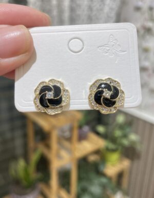 Black Flower Studs