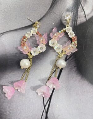 Flower Butterfly Pearl Earrings