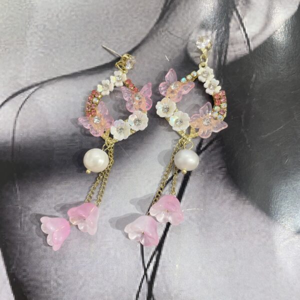 Flower Butterfly Pearl Earrings