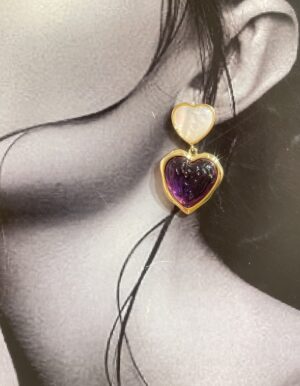Seashell Purple Heart Earrings