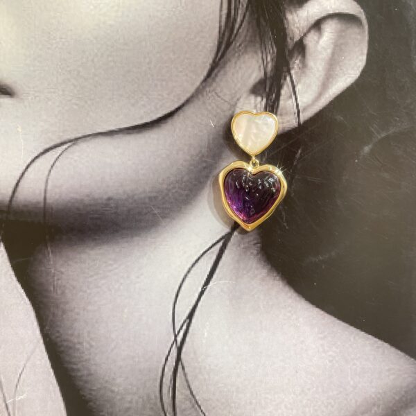 Seashell Purple Heart Earrings