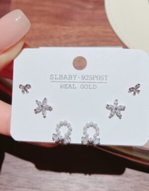 Bow Flower Earrings Set