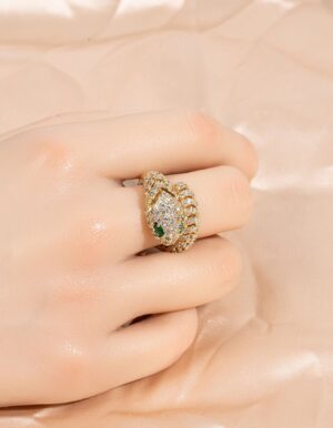 Golden Full Stone Snake Ring