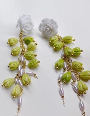 Green Flower Earrings