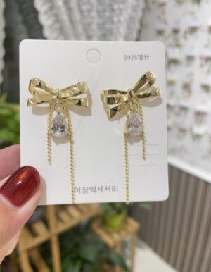 Golden Bow Drop Earrings