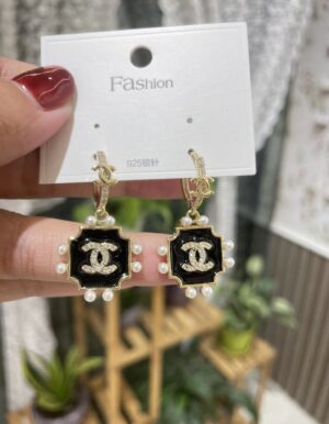 Chanel Noir Drop Hoops